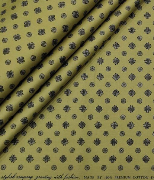 Nemesis Men's Cotton Printed Unstitched Shirt Fabric (Green)