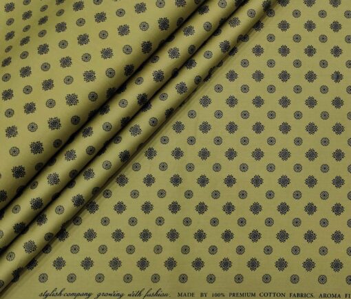 Nemesis Men's Cotton Printed Unstitched Shirt Fabric (Green)