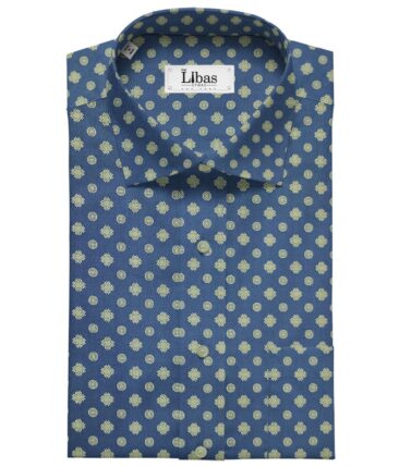 Nemesis Men's Cotton Printed Unstitched Shirt Fabric (Royal Blue)