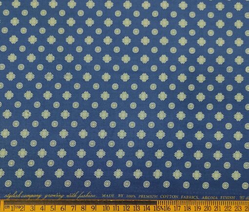 Nemesis Men's Cotton Printed Unstitched Shirt Fabric (Royal Blue)