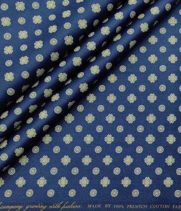 Nemesis Men's Cotton Printed Unstitched Shirt Fabric (Royal Blue)