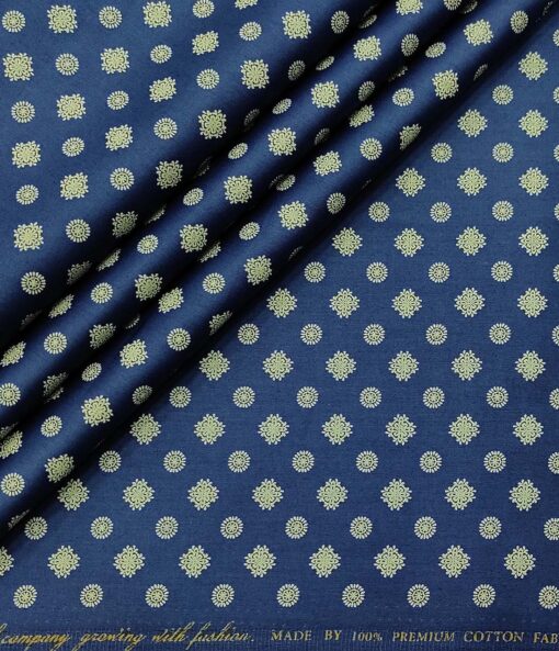 Nemesis Men's Cotton Printed Unstitched Shirt Fabric (Royal Blue)
