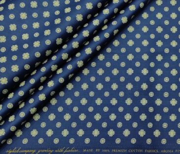 Nemesis Men's Cotton Printed Unstitched Shirt Fabric (Royal Blue)