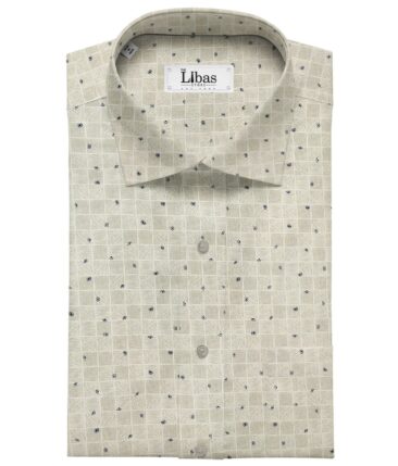 Nemesis Men's Cotton Printed 1.60 Meter Unstitched Shirt Fabric (Milky White)
