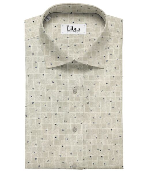 Nemesis Men's Cotton Printed 1.60 Meter Unstitched Shirt Fabric (Milky White)