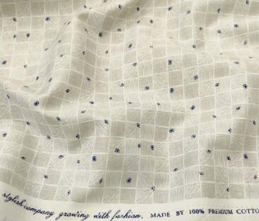 Nemesis Men's Cotton Printed 1.60 Meter Unstitched Shirt Fabric (Milky White)