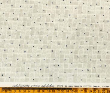 Nemesis Men's Cotton Printed 1.60 Meter Unstitched Shirt Fabric (Milky White)
