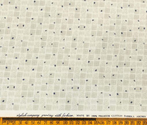 Nemesis Men's Cotton Printed 1.60 Meter Unstitched Shirt Fabric (Milky White)