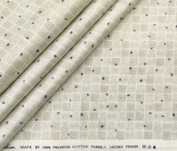 Nemesis Men's Cotton Printed 1.60 Meter Unstitched Shirt Fabric (Milky White)