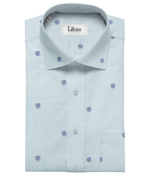 Nemesis Men's Cotton Printed Unstitched Shirt Fabric (Sky Blue)