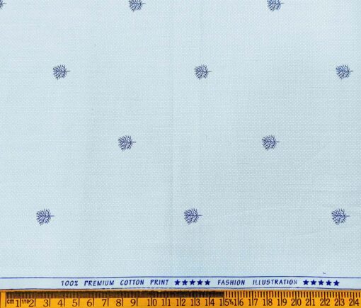 Nemesis Men's Cotton Printed Unstitched Shirt Fabric (Sky Blue)