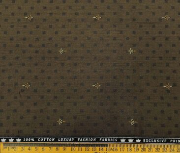 Nemesis Men's Cotton Printed 1.60 Meter Unstitched Shirt Fabric (Dark Brown)