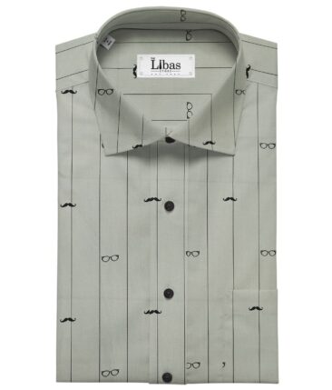 Nemesis Men's Cotton Printed 1.60 Meter Unstitched Shirt Fabric (Light Grey)