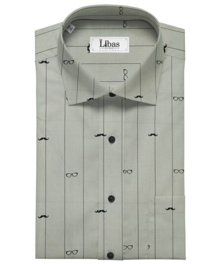 Nemesis Men's Cotton Printed 1.60 Meter Unstitched Shirt Fabric (Light Grey)
