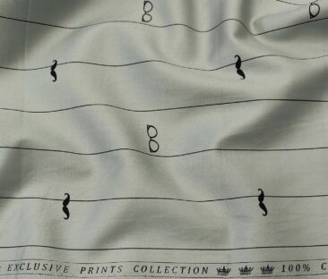 Nemesis Men's Cotton Printed 1.60 Meter Unstitched Shirt Fabric (Light Grey)