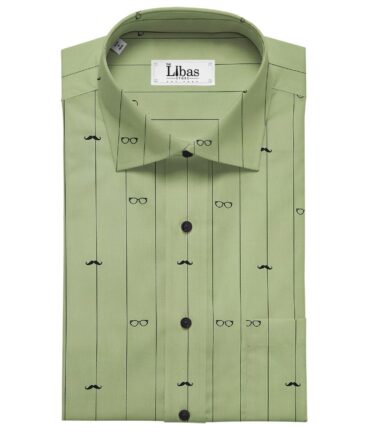 Nemesis Men's Cotton Printed Unstitched Shirt Fabric (Light Olive Green)