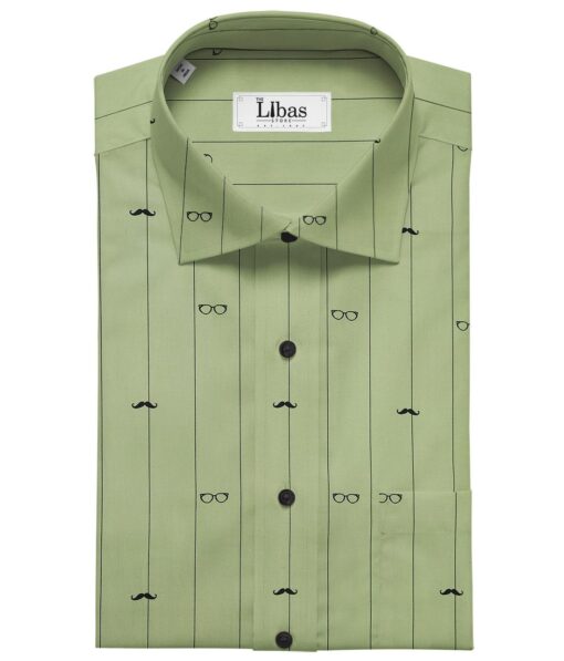 Nemesis Men's Cotton Printed Unstitched Shirt Fabric (Light Olive Green)