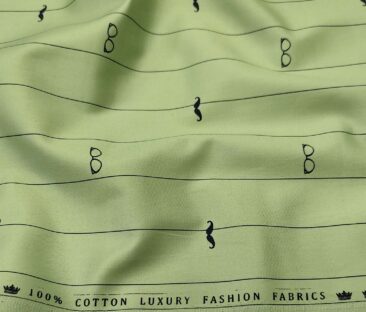 Nemesis Men's Cotton Printed Unstitched Shirt Fabric (Light Olive Green)