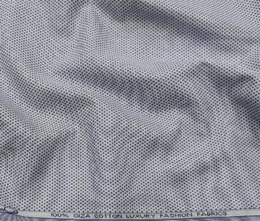 Nemesis Men's Cotton Structured Unstitched Shirt Fabric (White & Blue)