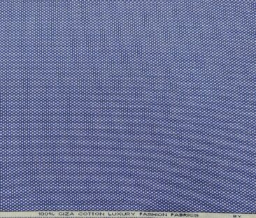 Nemesis Men's Cotton Structured Unstitched Shirt Fabric (White & Blue)