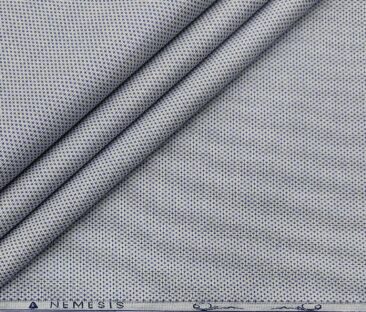 Nemesis Men's Cotton Structured Unstitched Shirt Fabric (White & Blue)