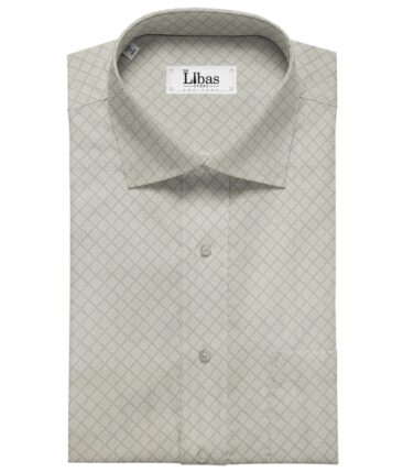 PeeGee Men's Cotton Printed 1.60 Meter Unstitched Shirt Fabric (Light Grey)