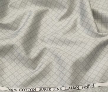 PeeGee Men's Cotton Printed 1.60 Meter Unstitched Shirt Fabric (Light Grey)