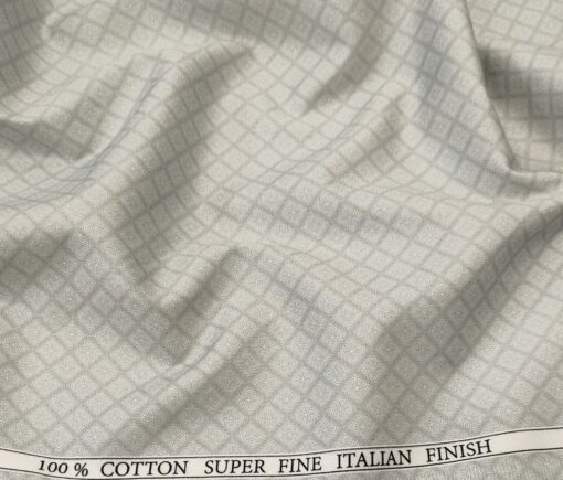PeeGee Men's Cotton Printed 1.60 Meter Unstitched Shirt Fabric (Light Grey)