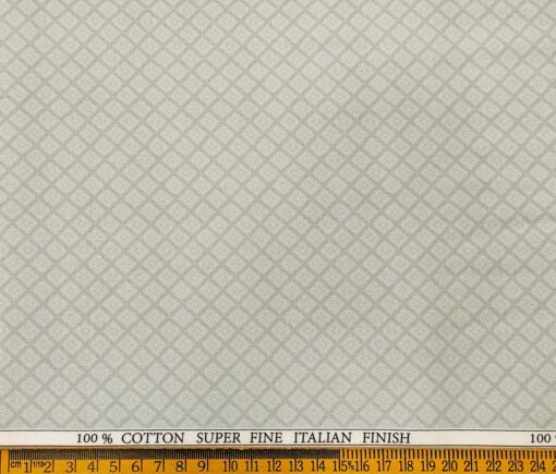 PeeGee Men's Cotton Printed 1.60 Meter Unstitched Shirt Fabric (Light Grey)