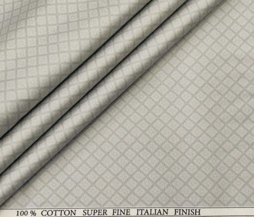 PeeGee Men's Cotton Printed 1.60 Meter Unstitched Shirt Fabric (Light Grey)