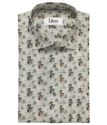 Raymond Men's Cotton Linen Printed Unstitched Shirt Fabric (Light Grey)