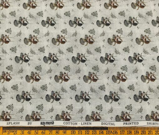 Raymond Men's Cotton Linen Printed Unstitched Shirt Fabric (Light Grey)