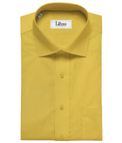 Raymond Men's Cotton Striped Unstitched Shirt Fabric (Yellow)