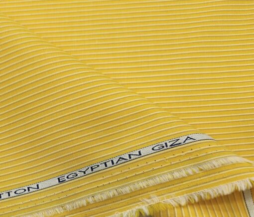 Raymond Men's Cotton Striped Unstitched Shirt Fabric (Yellow)