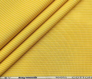 Raymond Men's Cotton Striped Unstitched Shirt Fabric (Yellow)