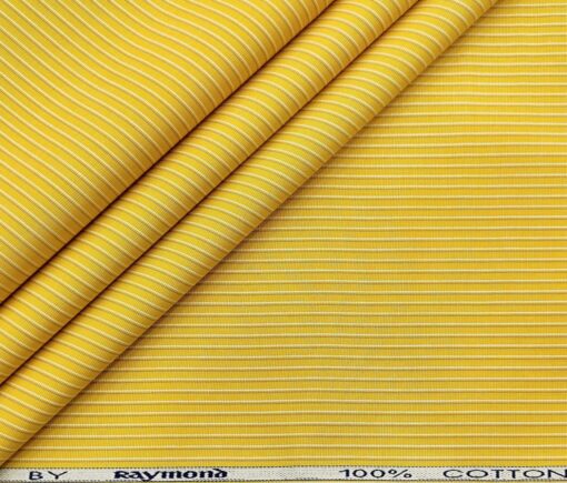 Raymond Men's Cotton Striped Unstitched Shirt Fabric (Yellow)
