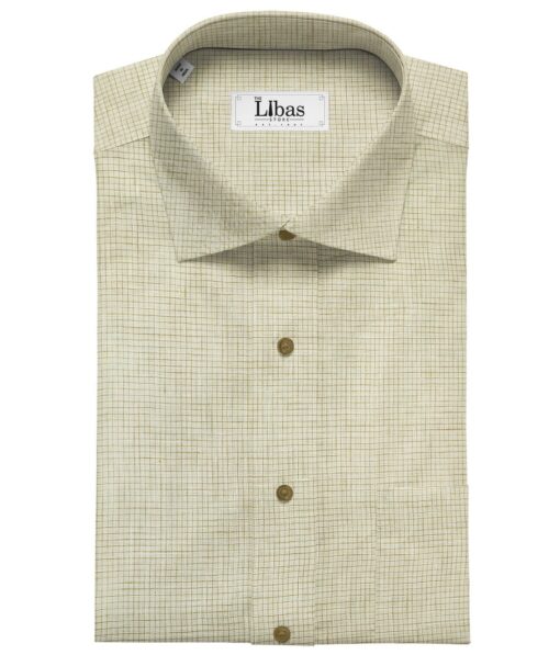 Raymond Men's Linen Checks Unstitched Shirt Fabric (Cream)