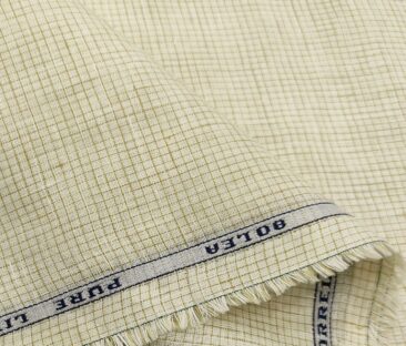 Raymond Men's Linen Checks Unstitched Shirt Fabric (Cream)