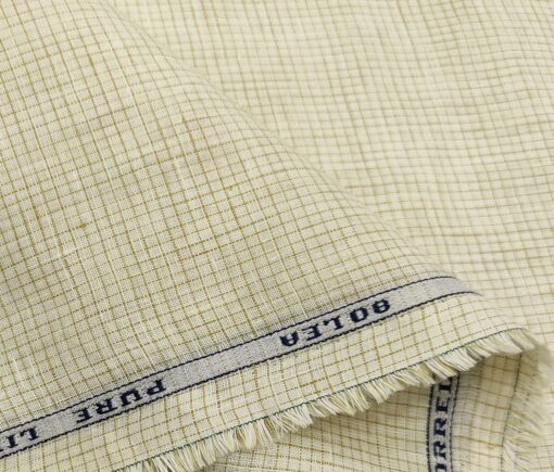Raymond Men's Linen Checks Unstitched Shirt Fabric (Cream)