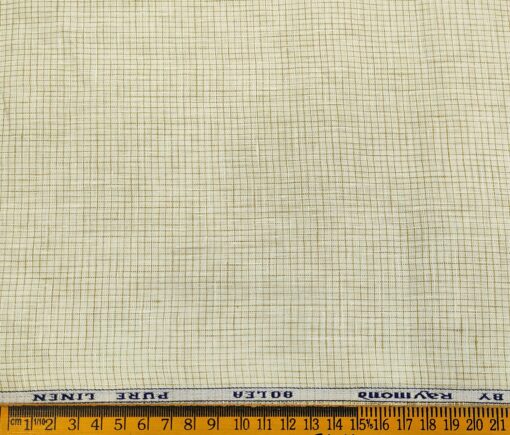 Raymond Men's Linen Checks Unstitched Shirt Fabric (Cream)