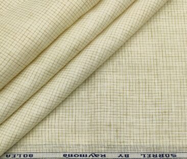 Raymond Men's Linen Checks Unstitched Shirt Fabric (Cream)
