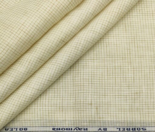 Raymond Men's Linen Checks Unstitched Shirt Fabric (Cream)