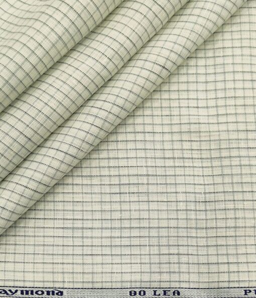 Raymond Men's Linen Checks Unstitched Shirt Fabric (Creamish White)