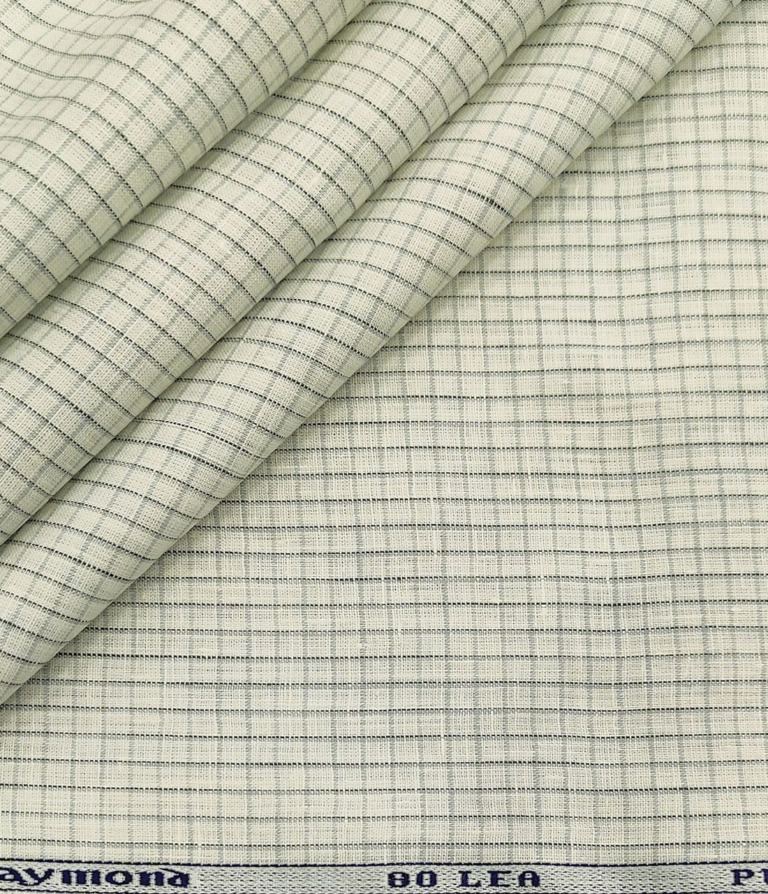 Raymond Men's Linen Checks Unstitched Shirt Fabric (Creamish White)