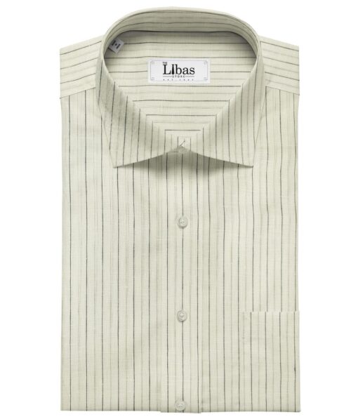 Raymond Men's Linen Striped Unstitched Shirt Fabric (Milky White)