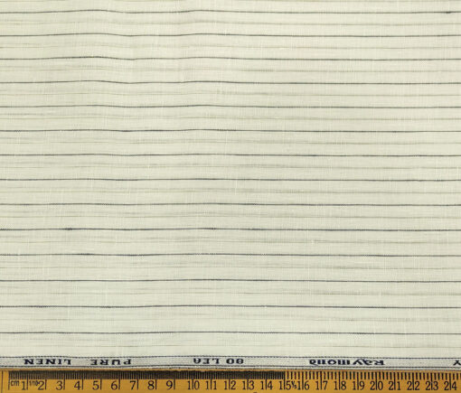 Raymond Men's Linen Striped Unstitched Shirt Fabric (Milky White)