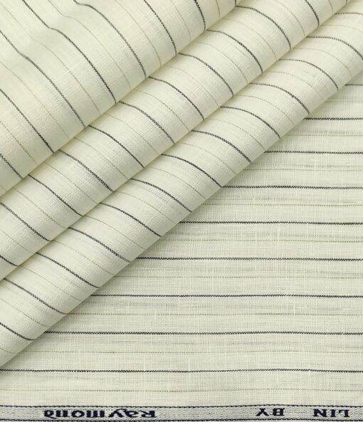 Raymond Men's Linen Striped Unstitched Shirt Fabric (Milky White)