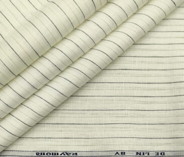 Raymond Men's Linen Striped Unstitched Shirt Fabric (Milky White)