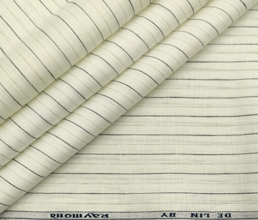 Raymond Men's Linen Striped Unstitched Shirt Fabric (Milky White)
