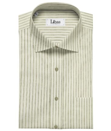 Raymond Men's Linen Striped Unstitched Shirt Fabric (Creamish White)
